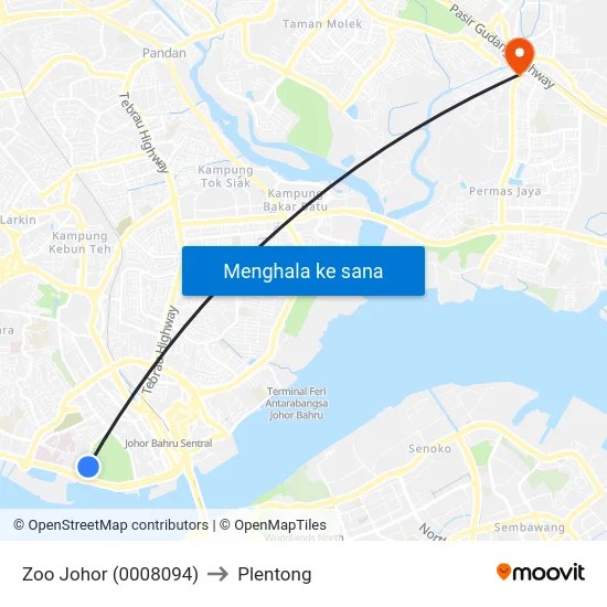 Zoo Johor (0008094) to Plentong map