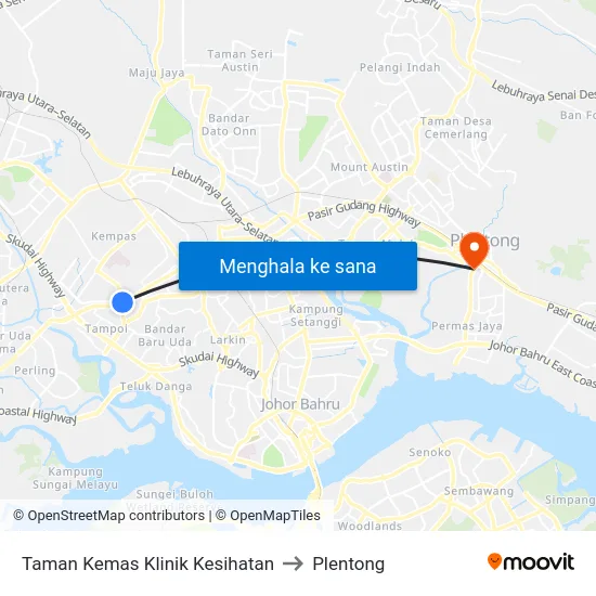 Taman Kemas Klinik Kesihatan to Plentong map