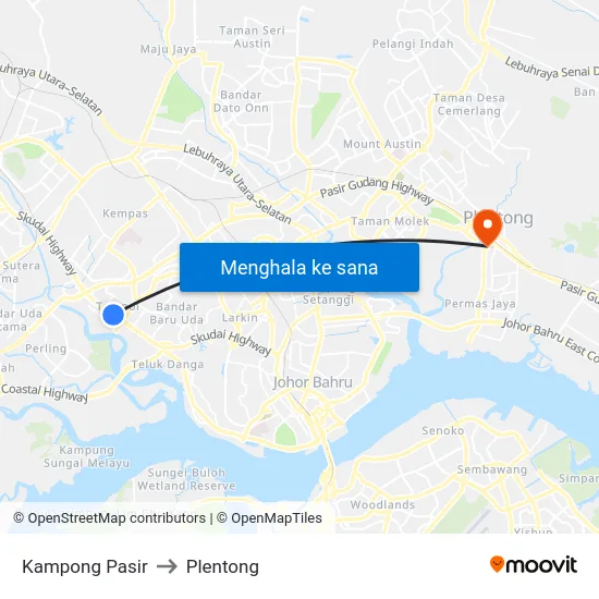 Kampong Pasir to Plentong map