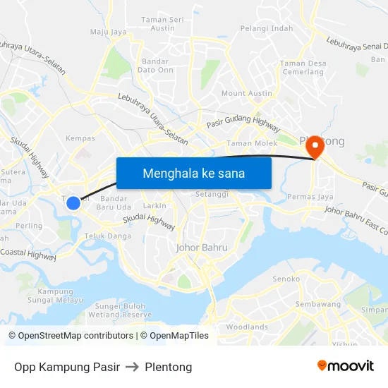 Opp Kampung Pasir to Plentong map