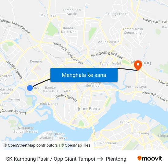 SK Kampung Pasir / Opp Giant Tampoi to Plentong map