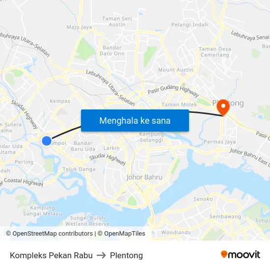 Kompleks Pekan Rabu to Plentong map