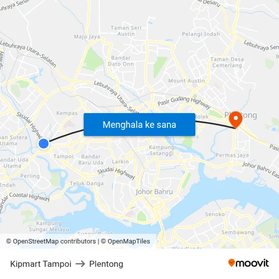 Kipmart Tampoi to Plentong map