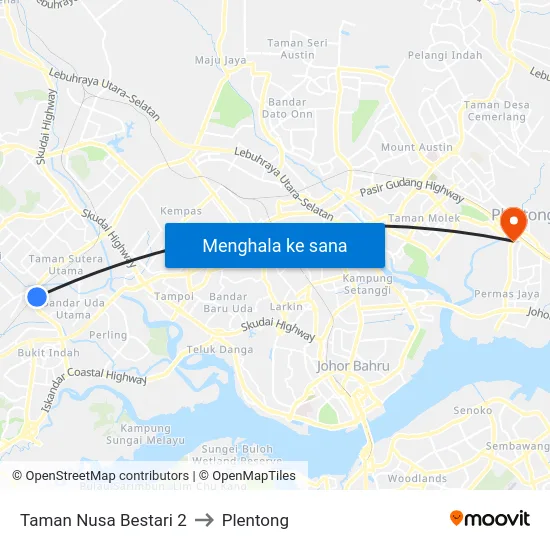 Taman Nusa Bestari 2 to Plentong map