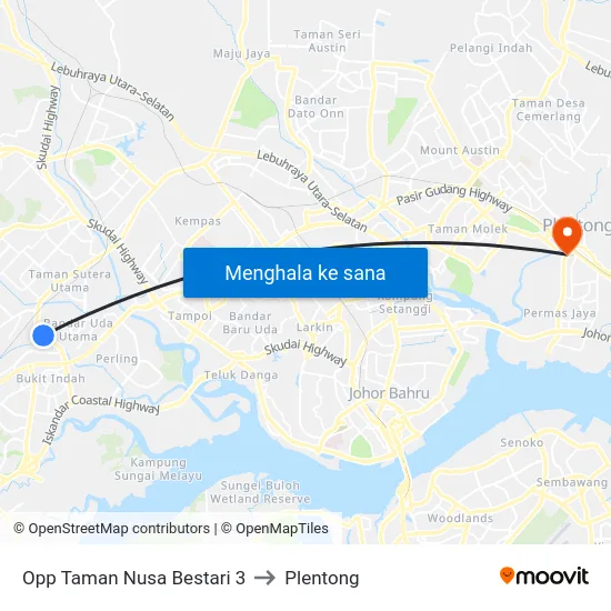 Opp Taman Nusa Bestari 3 to Plentong map
