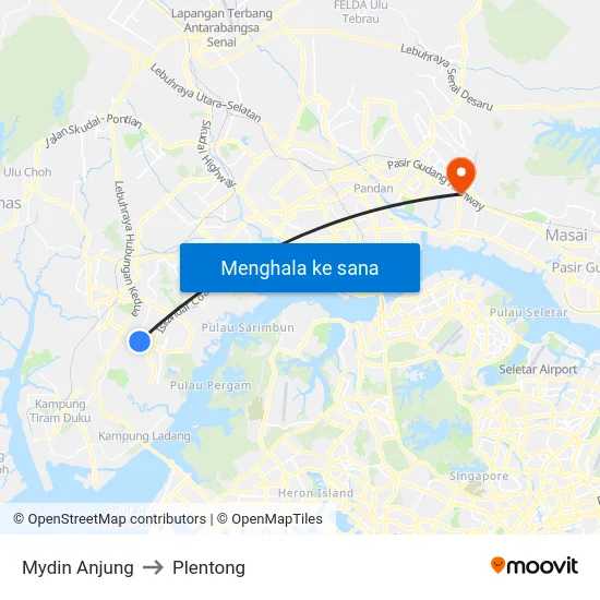 Mydin Anjung to Plentong map
