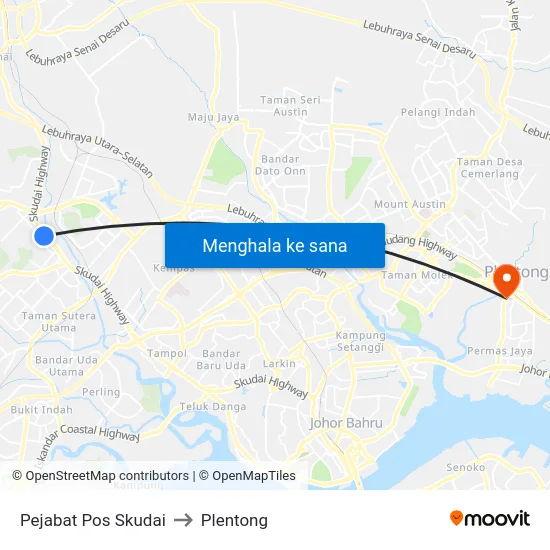 Pejabat Pos Skudai to Plentong map