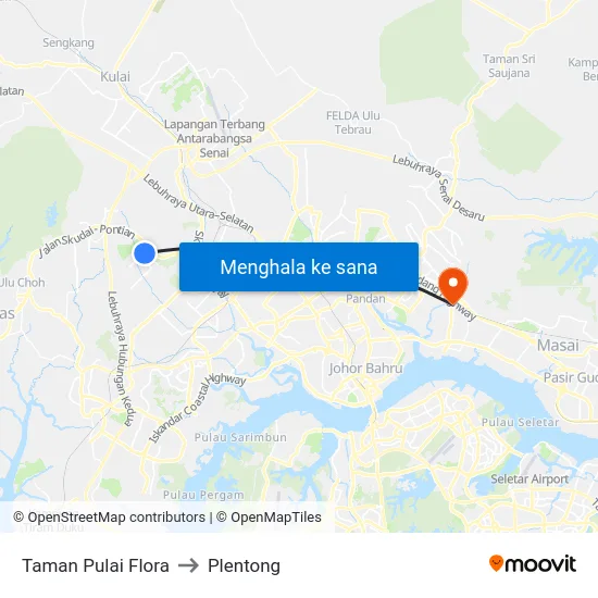 Taman Pulai Flora to Plentong map