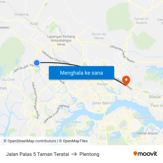 Jalan Palas 5 Taman Teratai to Plentong map