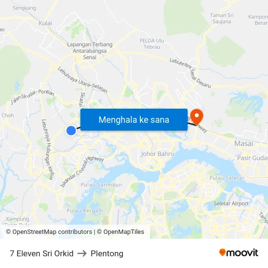 7 Eleven Sri Orkid to Plentong map