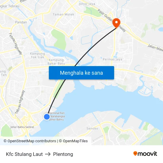 Kfc Stulang Laut to Plentong map