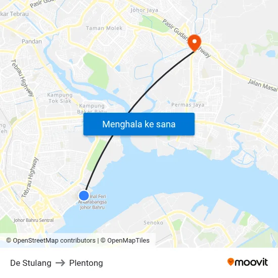 De Stulang to Plentong map