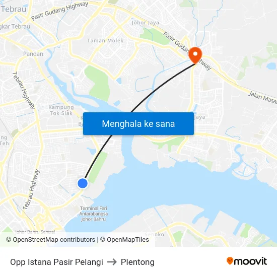 Opp Istana Pasir Pelangi to Plentong map
