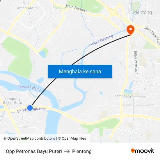 Opp Petronas Bayu Puteri to Plentong map