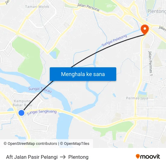 Aft Jalan Pasir Pelangi to Plentong map