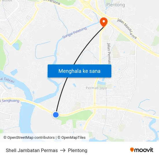 Shell Jambatan Permas to Plentong map
