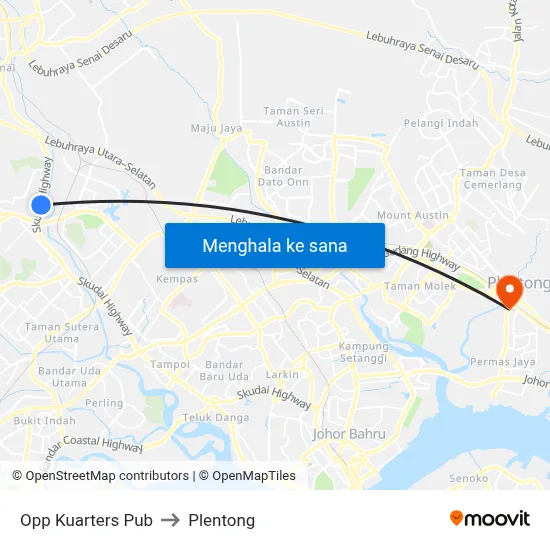 Opp Kuarters Pub to Plentong map