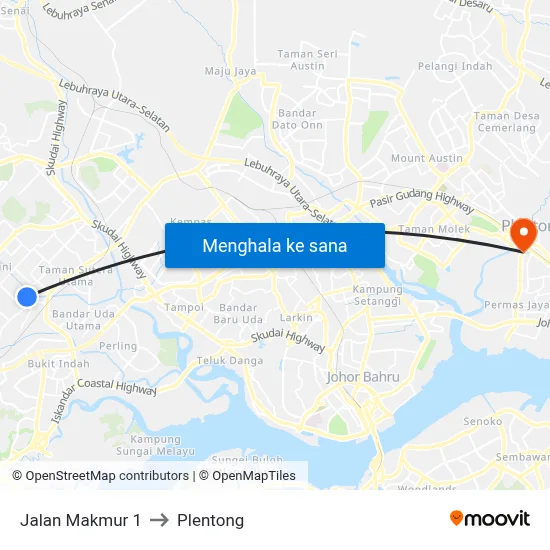 Jalan Makmur 1 to Plentong map