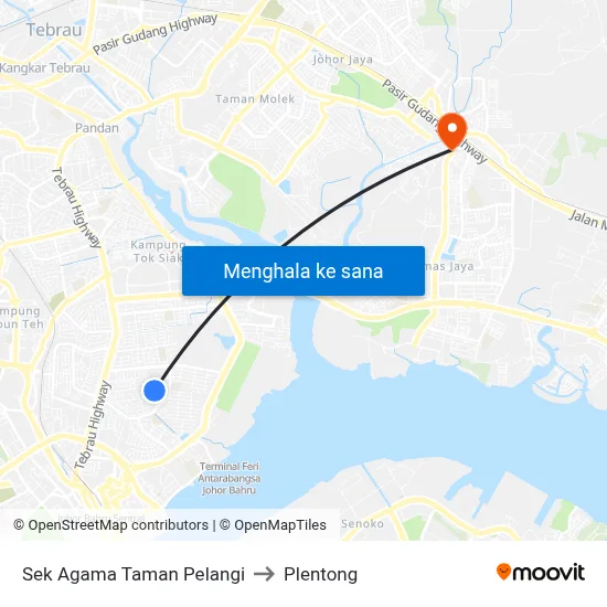 Sek Agama Taman Pelangi to Plentong map