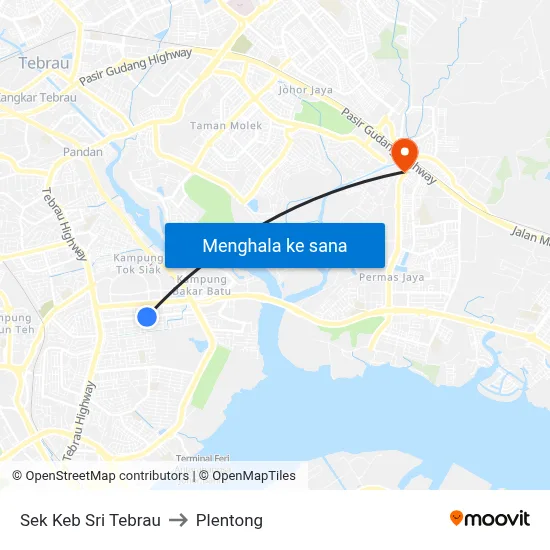 Sek Keb Sri Tebrau to Plentong map