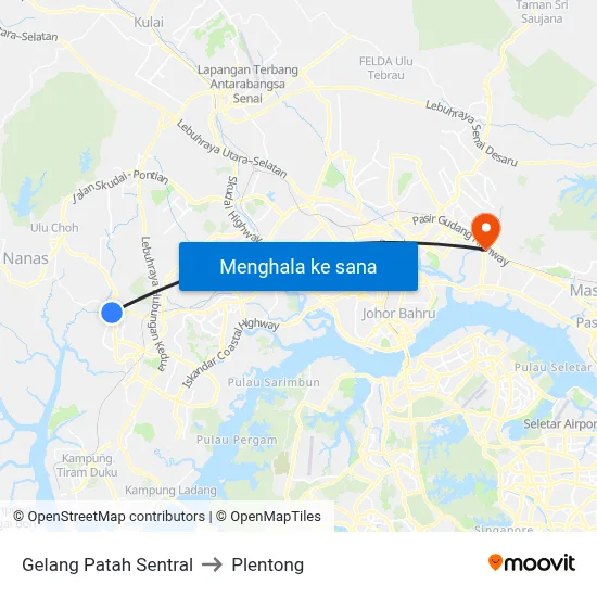 Gelang Patah Sentral to Plentong map