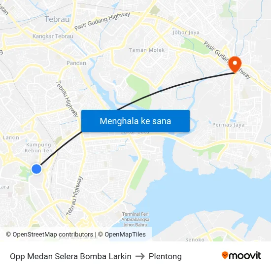 Opp Medan Selera Bomba Larkin to Plentong map