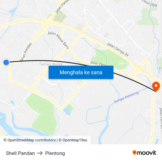 Shell Pandan to Plentong map