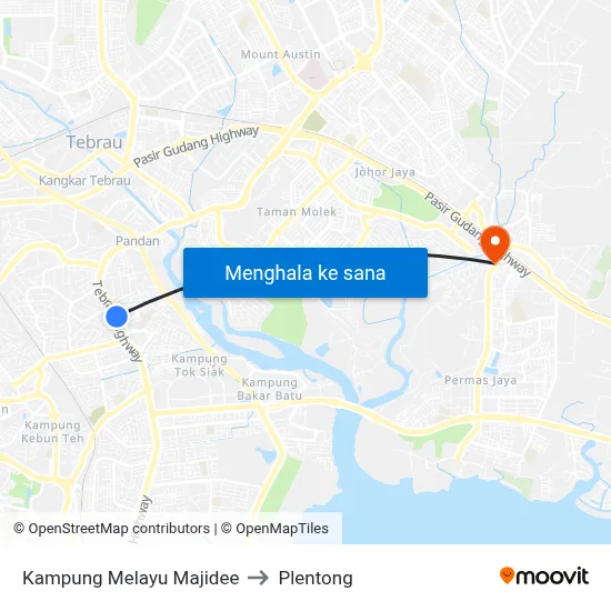 Kampung Melayu Majidee to Plentong map