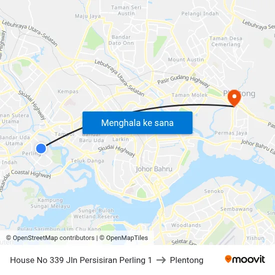 House No 339 Jln Persisiran Perling 1 to Plentong map