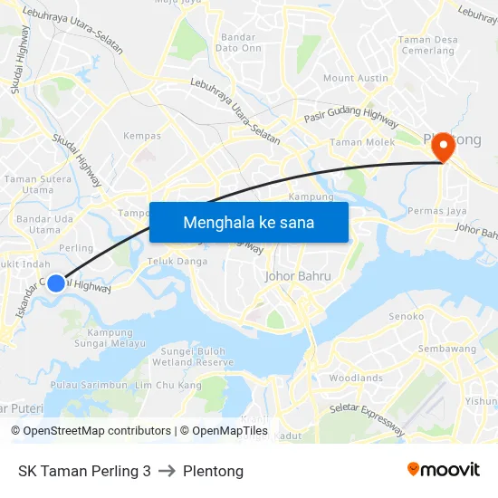 SK Taman Perling 3 to Plentong map