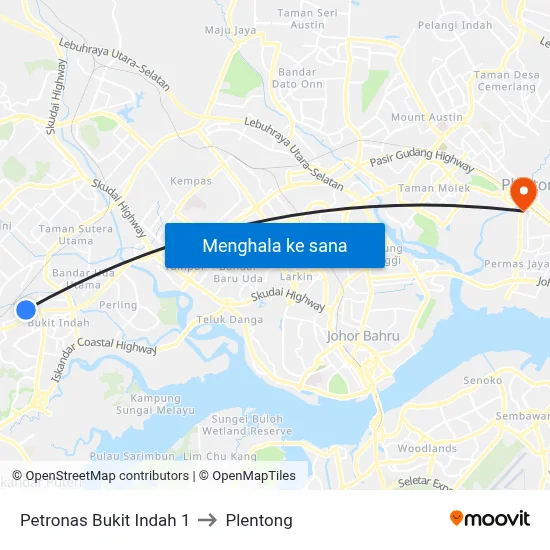Petronas Bukit Indah 1 to Plentong map