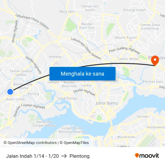 Jalan Indah 1/14 - 1/20 to Plentong map
