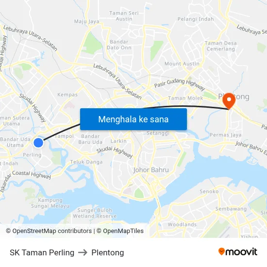 SK Taman Perling to Plentong map