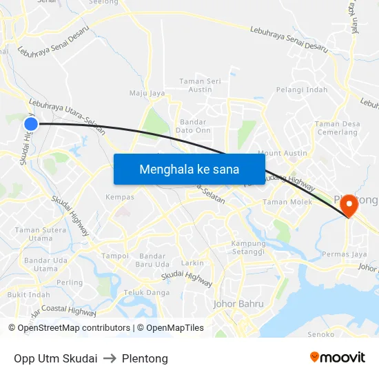 Opp Utm Skudai to Plentong map