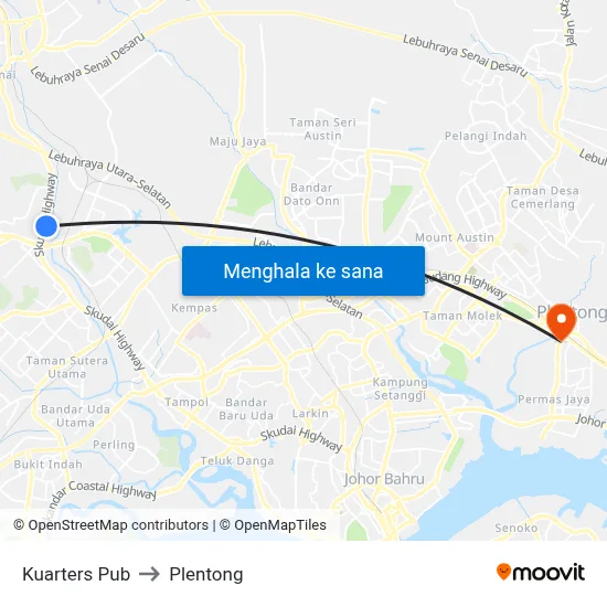 Kuarters Pub to Plentong map
