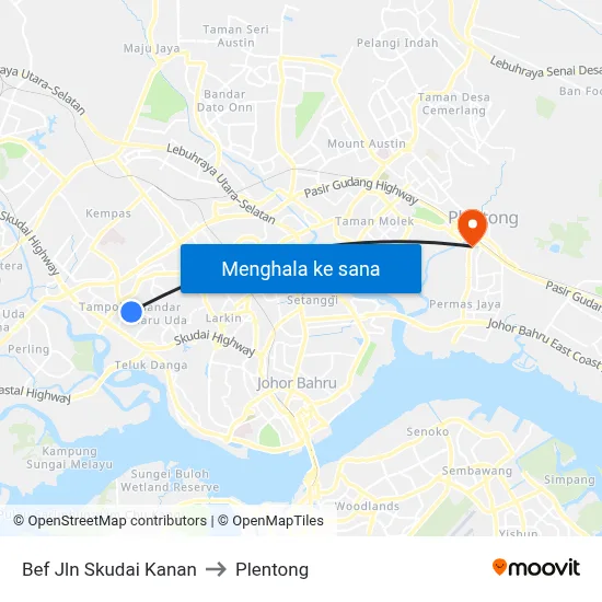 Bef Jln Skudai Kanan to Plentong map