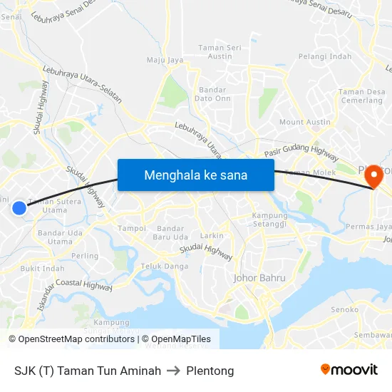 SJK (T) Taman Tun Aminah to Plentong map
