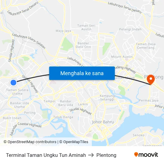 Terminal Taman Ungku Tun Aminah to Plentong map