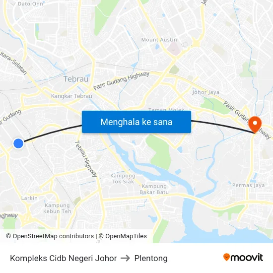 Kompleks Cidb Negeri Johor to Plentong map