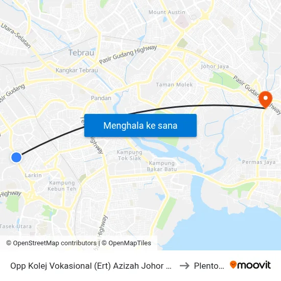 Opp Kolej Vokasional (Ert) Azizah Johor Bahru to Plentong map