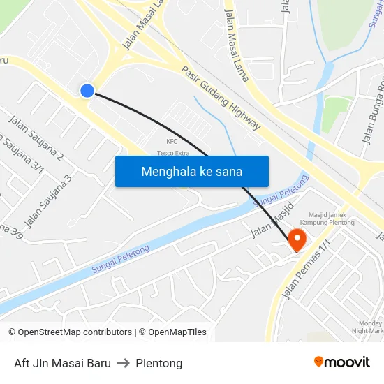 Aft Jln Masai Baru to Plentong map