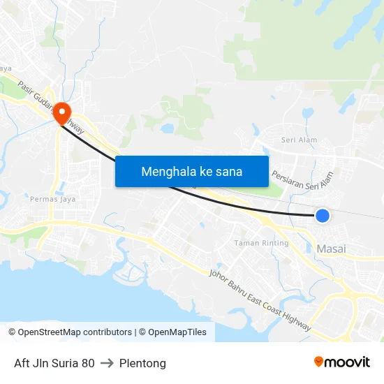 Aft Jln Suria 80 to Plentong map