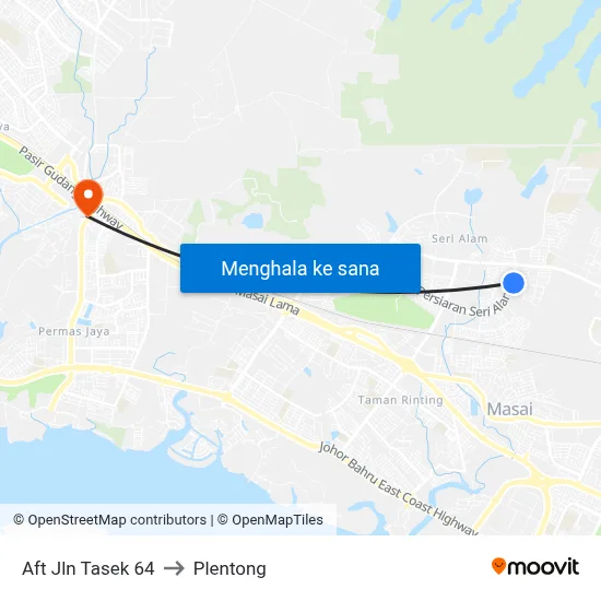 Aft Jln Tasek 64 to Plentong map