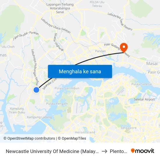 Newcastle University Of Medicine (Malaysia) to Plentong map
