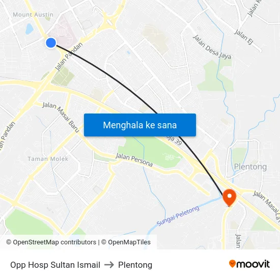 Opp Hosp Sultan Ismail to Plentong map
