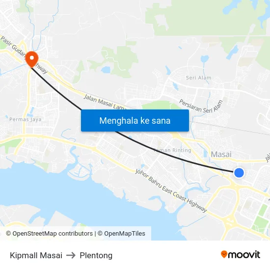 Kipmall Masai to Plentong map