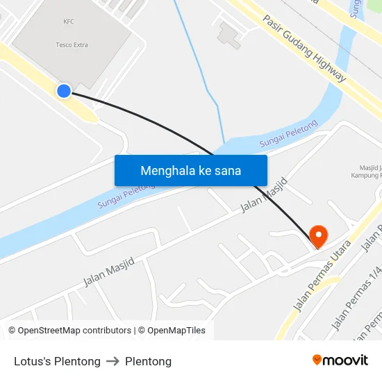 Lotus's Plentong to Plentong map