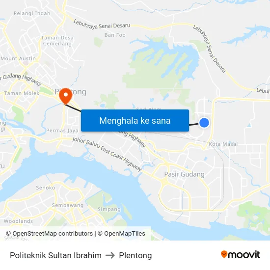Politeknik Sultan Ibrahim to Plentong map