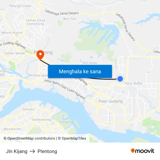 Jln Kijang to Plentong map