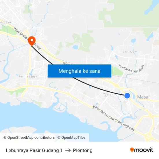 Lebuhraya Pasir Gudang 1 to Plentong map